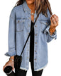 Ethereal Charm Denim Button-Up Jacket (Light Blue)