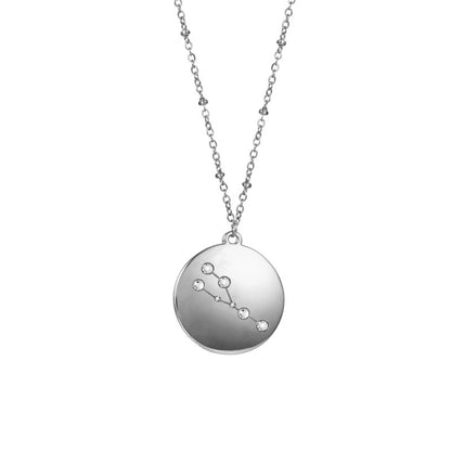 12 Constellation Pendant Round Diamond Titanium Steel  Chain – A Stunning Personalized Astrological Necklace