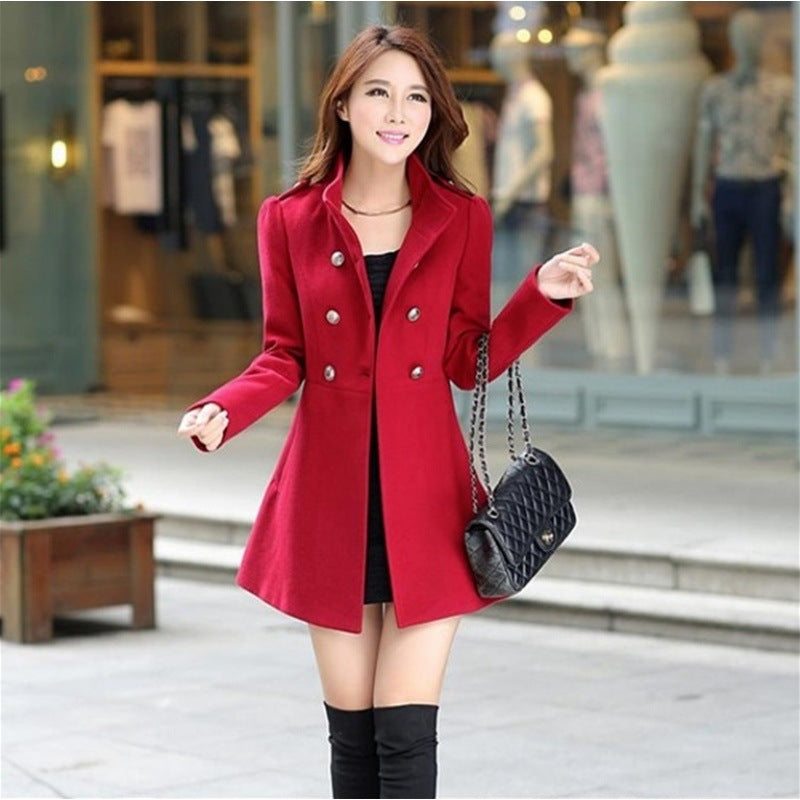 Virelia Myst Woolen Coat (Wine Red)