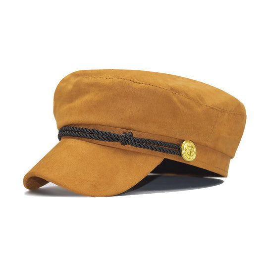 Timeless Elegance Velvet Octagon Hat (Yellow)