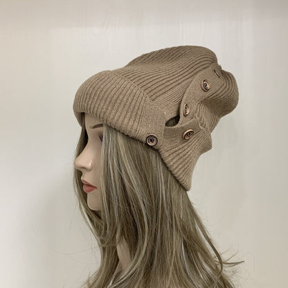 Enchanted Button Knitted Hats for Autumn and Winter by Apotheosis Adorn (Khaki)