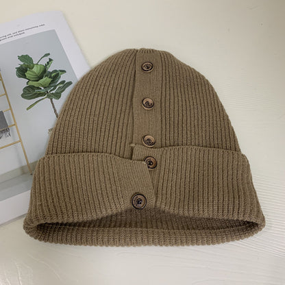 Enchanted Button Knitted Hats for Autumn and Winter by Apotheosis Adorn (Khaki)