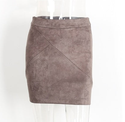 Velvet Ember Leather Suede Pencil Skirt (Brown)