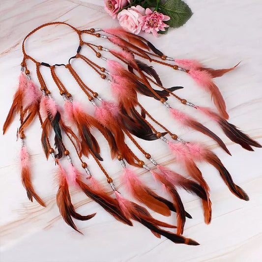 Wild Feather Bohemian Hair Accessory 🌿✨ (Pink)