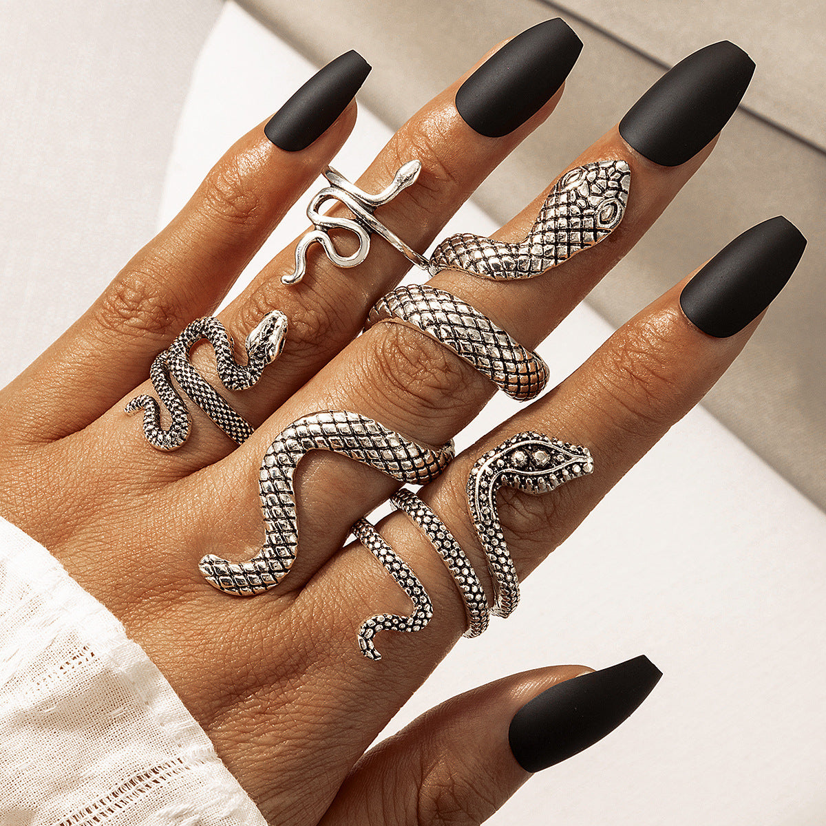 Sacred Serpent Ring Collection (Black)