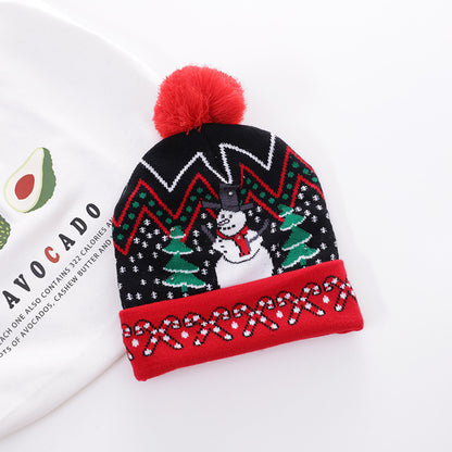 Enchanted Yuletide Knitted Hat (Striped Snowman)