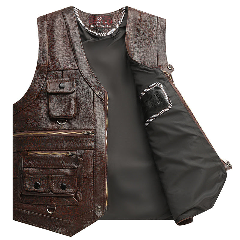 Vow of the Mystic Rider Leather Vest (Dark Brown)