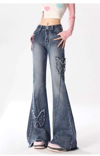 Butterfly Bloom Flared Denim