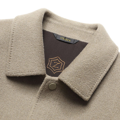 Mystical Aura Polo Collar Woolen Jacket (Gray)