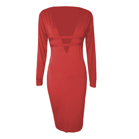 Violet Mirage Deep V Dress (Red)