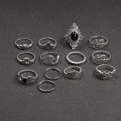 Sacred Trunk Black Gemstone Knuckle Rings