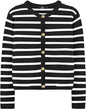 Ember's Whisper Striped Knit Jacket (Black and White)