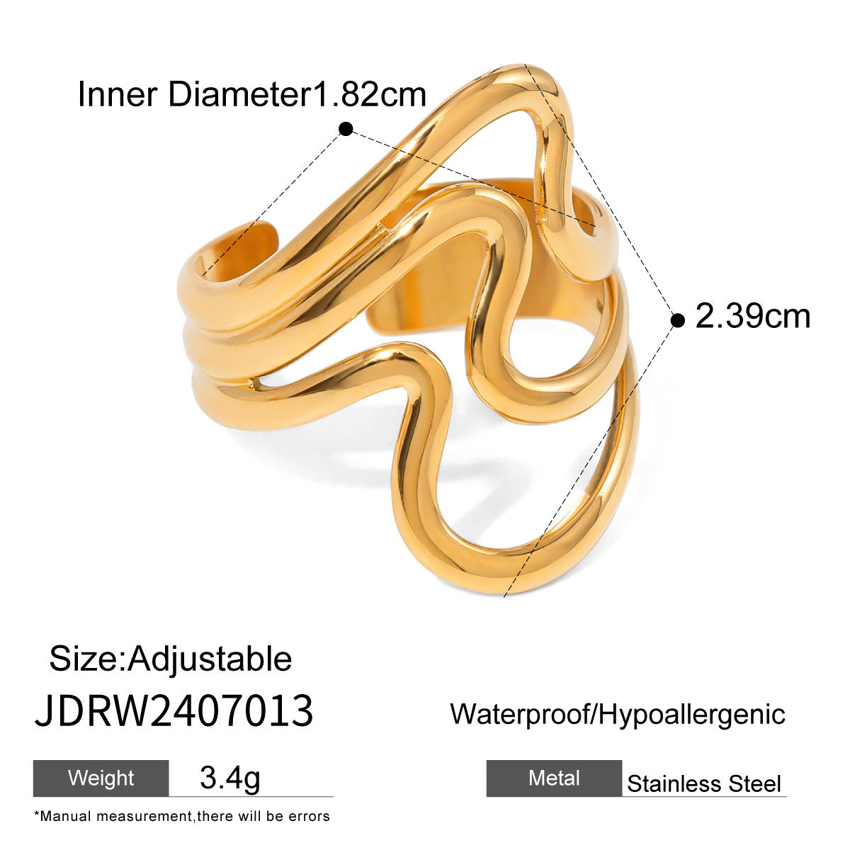 Radiant Serene 18K Gold Double Layer Ring