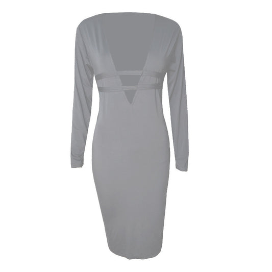 Violet Mirage Deep V Dress (Gray)