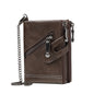 Refined Retro Men’s Double Zipper Leather Wallet (Brown)