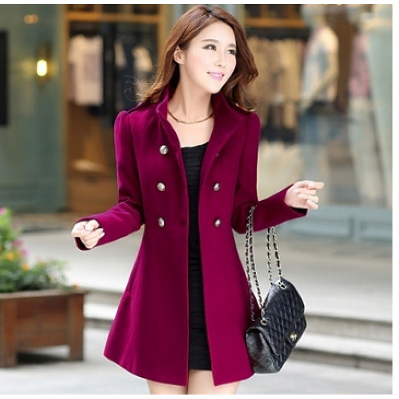 Virelia Myst Woolen Coat (Wine Red)