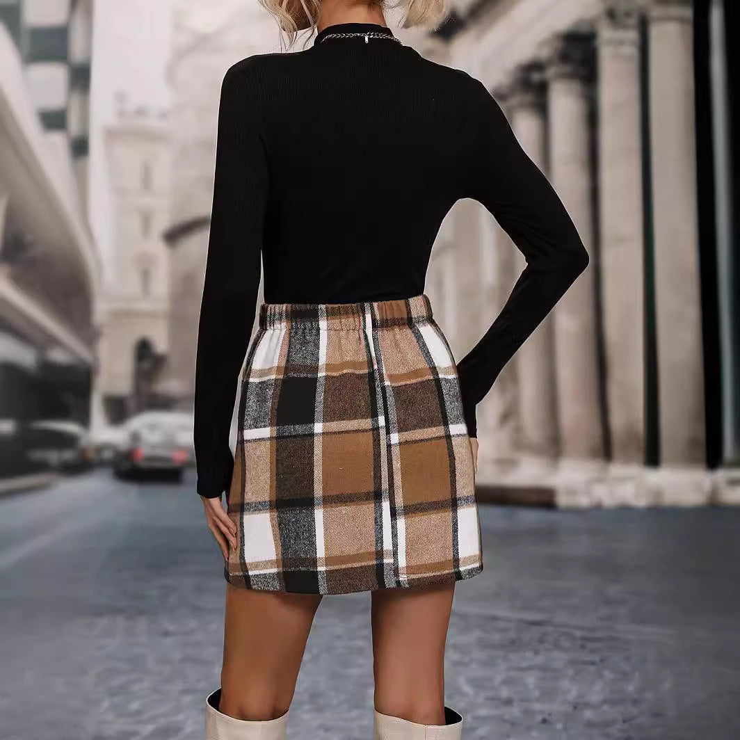 Autumnal Charm Plaid Skirt