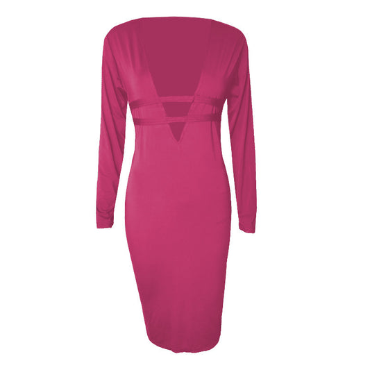 Violet Mirage Deep V Dress (Rose Red)