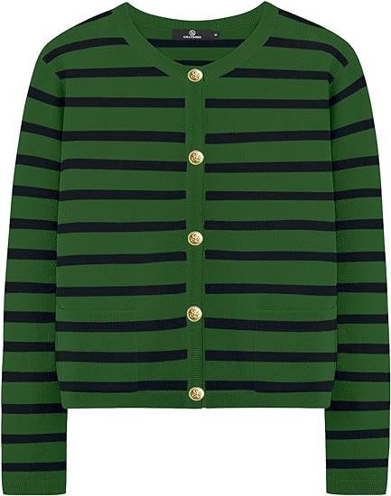 Ember's Whisper Striped Knit Jacket (Green and Black)