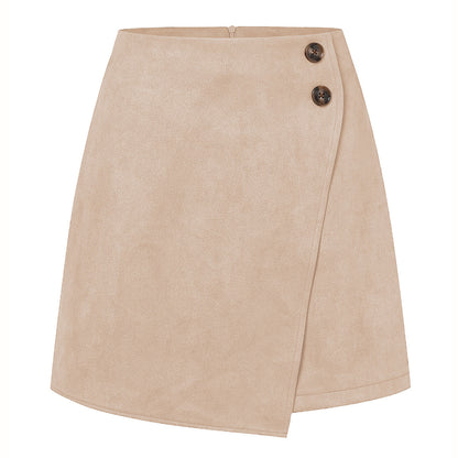 Autumn Embrace Suede Irregular Skirt (Black)