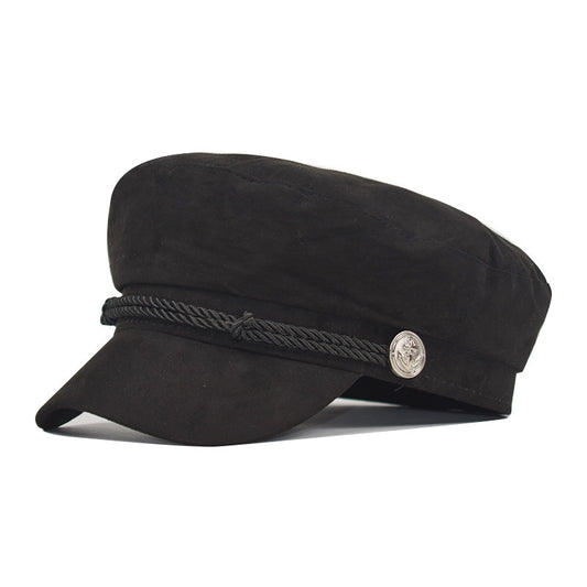 Timeless Elegance Velvet Octagon Hat (Black)