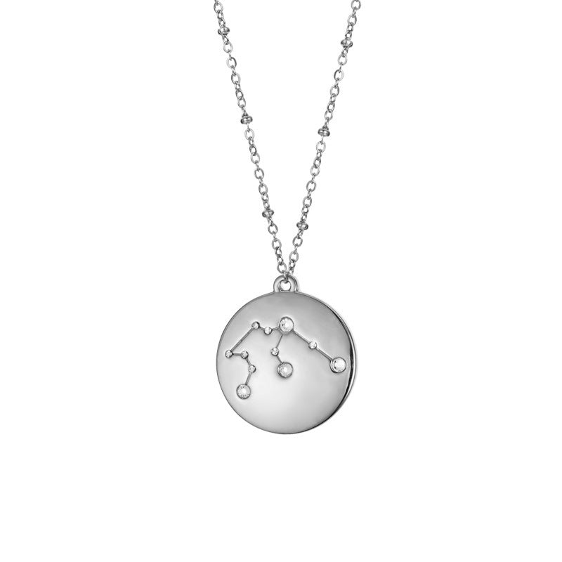 12 Constellation Pendant Round Diamond Titanium Steel  Chain – A Stunning Personalized Astrological Necklace