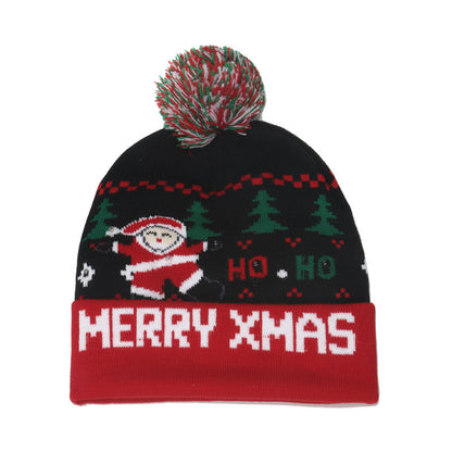 Enchanted Yuletide Knitted Hat (Striped Snowman)