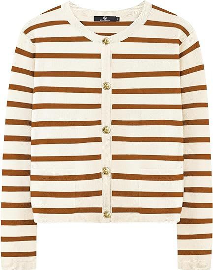 Ember's Whisper Striped Knit Jacket (Cream Caramel)