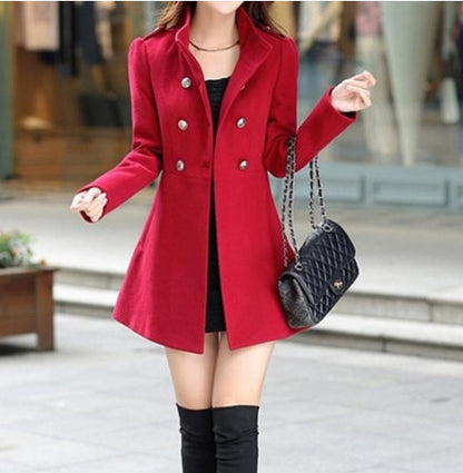 Virelia Myst Woolen Coat (Wine Red)