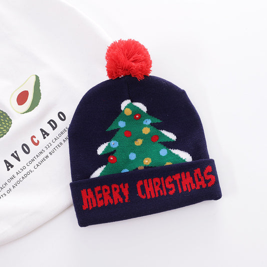 Enchanted Yuletide Knitted Hat (Navy Christmas Tree)