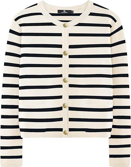 Ember's Whisper Striped Knit Jacket (Black and White)