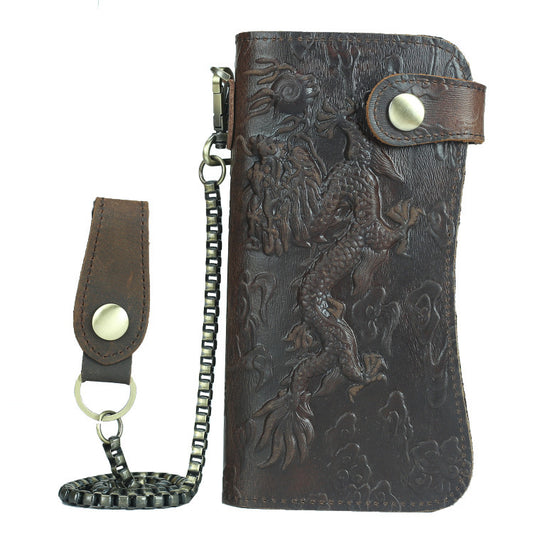 Regal Horseskin Men's Wallet (Deep Brown Dragon)