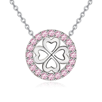 Temperament Lucky Four Leaf Necklace (Pink)