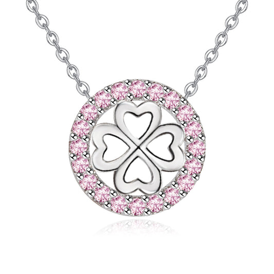 Temperament Lucky Four Leaf Necklace (Pink)