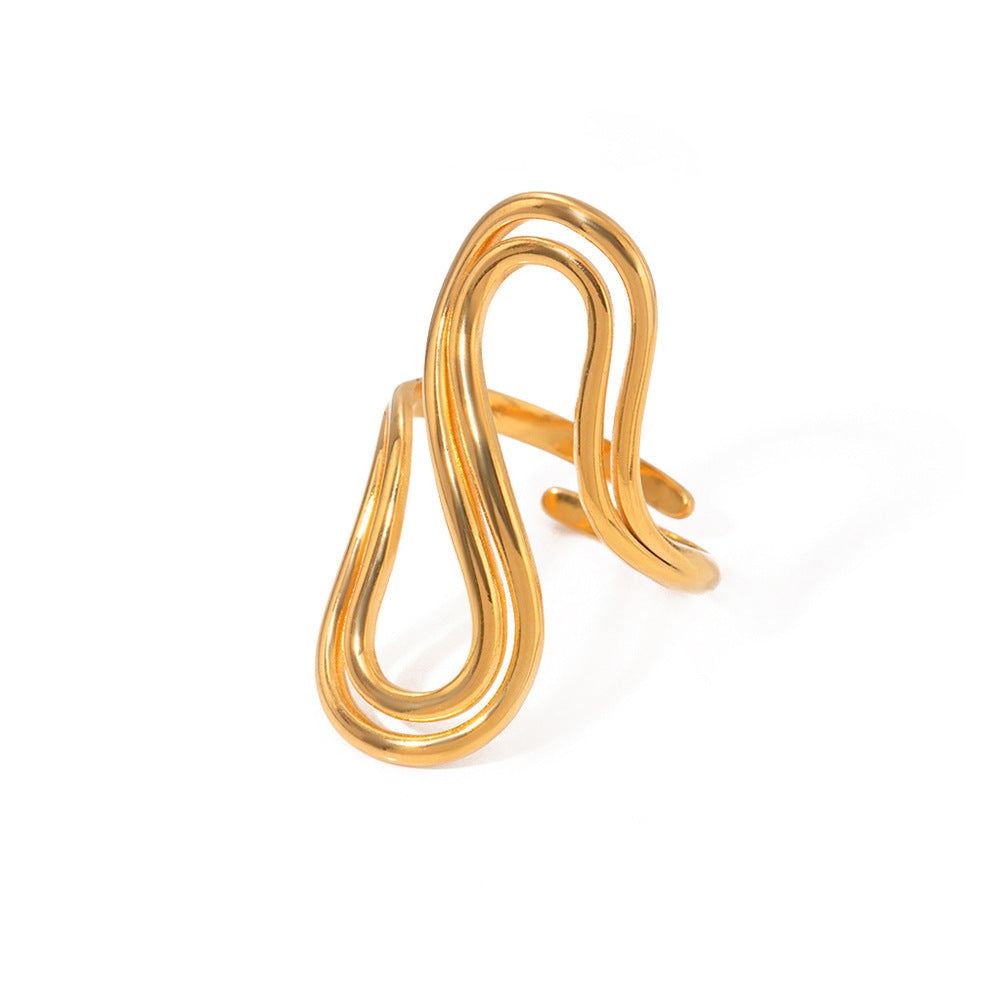 Radiant Serene 18K Gold Double Layer Ring