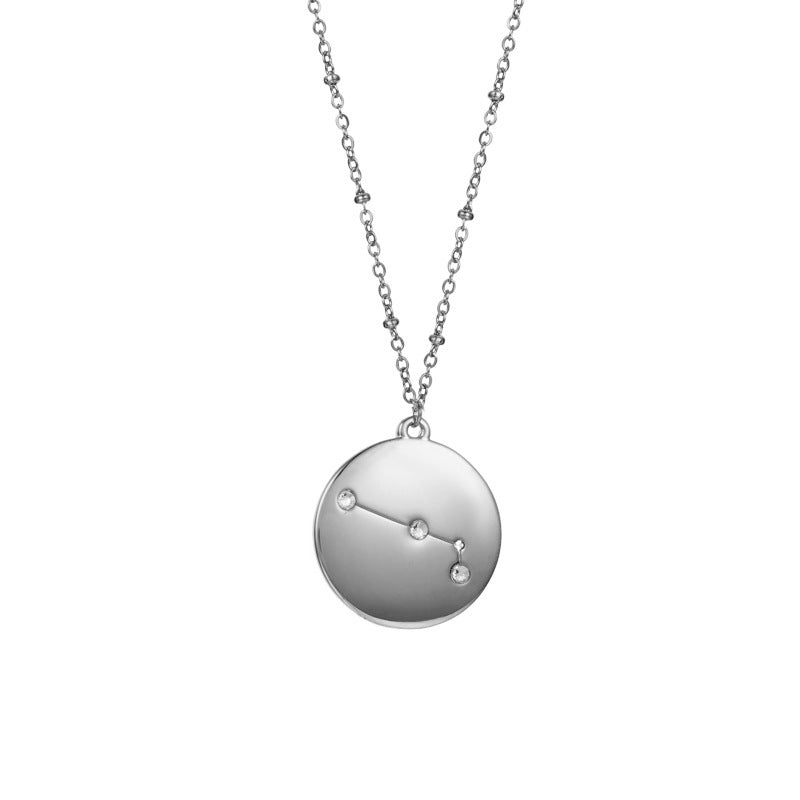 12 Constellation Pendant Round Diamond Titanium Steel  Chain – A Stunning Personalized Astrological Necklace