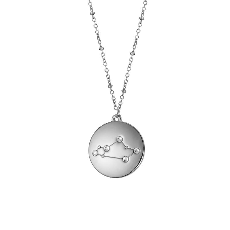 12 Constellation Pendant Round Diamond Titanium Steel  Chain – A Stunning Personalized Astrological Necklace