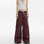 Crimson Embrace Pleated Wide-Leg Trousers