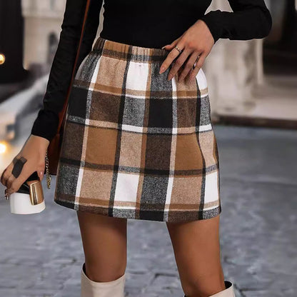 Autumnal Charm Plaid Skirt