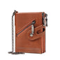 Refined Retro Men’s Double Zipper Leather Wallet (Brown)