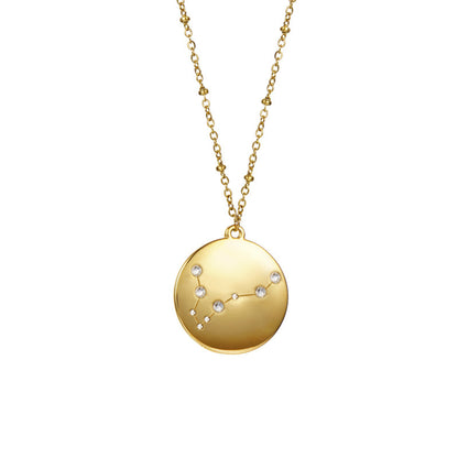 12 Constellation Pendant Round Diamond Titanium Steel  Chain – A Stunning Personalized Astrological Necklace