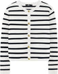 Ember's Whisper Striped Knit Jacket (Black and White)