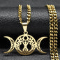 Triple Moon Celtic Knot Pendant Stylish Clavicle Necklace (Gold)