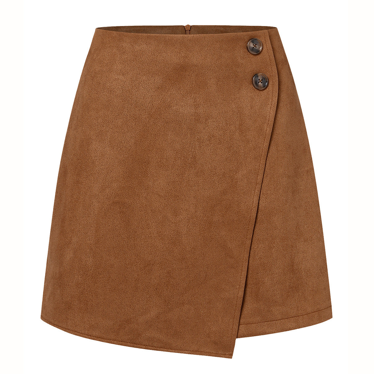 Autumn Embrace Suede Irregular Skirt (Black)