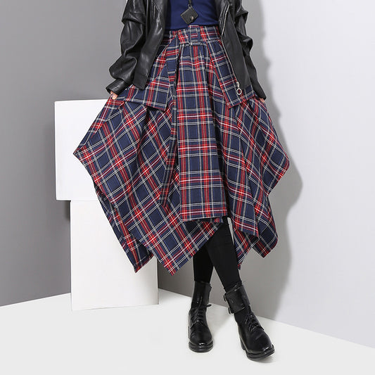 Woven Embrace Plaid Skirt