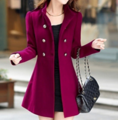 Virelia Myst Woolen Coat (Wine Red)