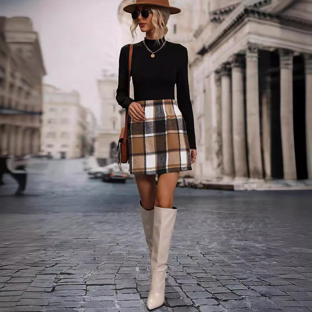 Autumnal Charm Plaid Skirt