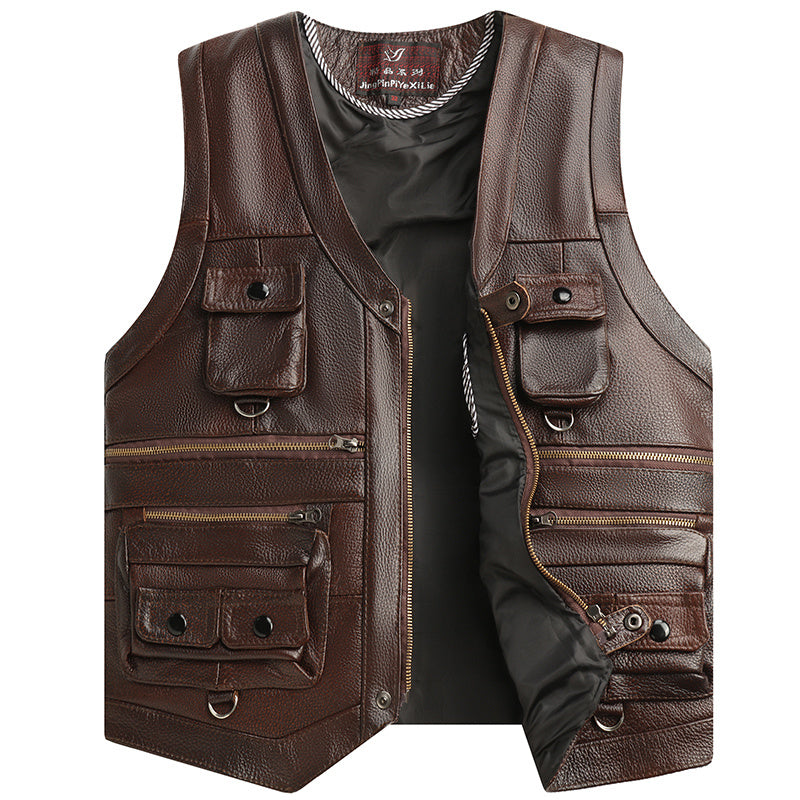 Vow of the Mystic Rider Leather Vest (Dark Brown)