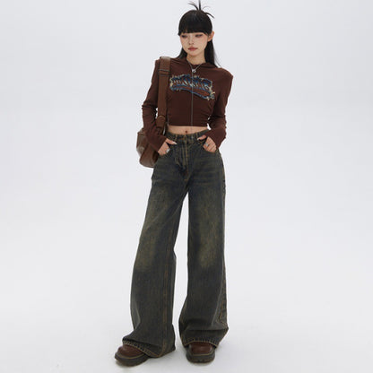 Vintage-Inspired High-Waisted Wide Leg Bootcut Trousers with Slimming Drape