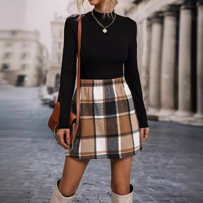 Autumnal Charm Plaid Skirt